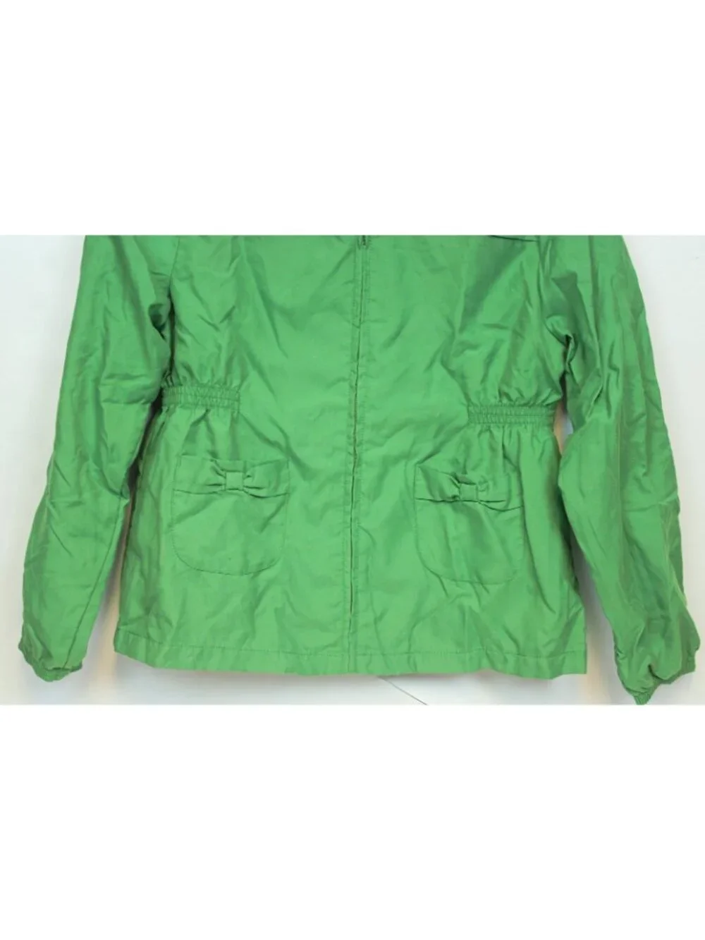 2008 Gymboree Prep School Jacket 10 /12 Green Windbreaker Lined Hood Pockets Bow
